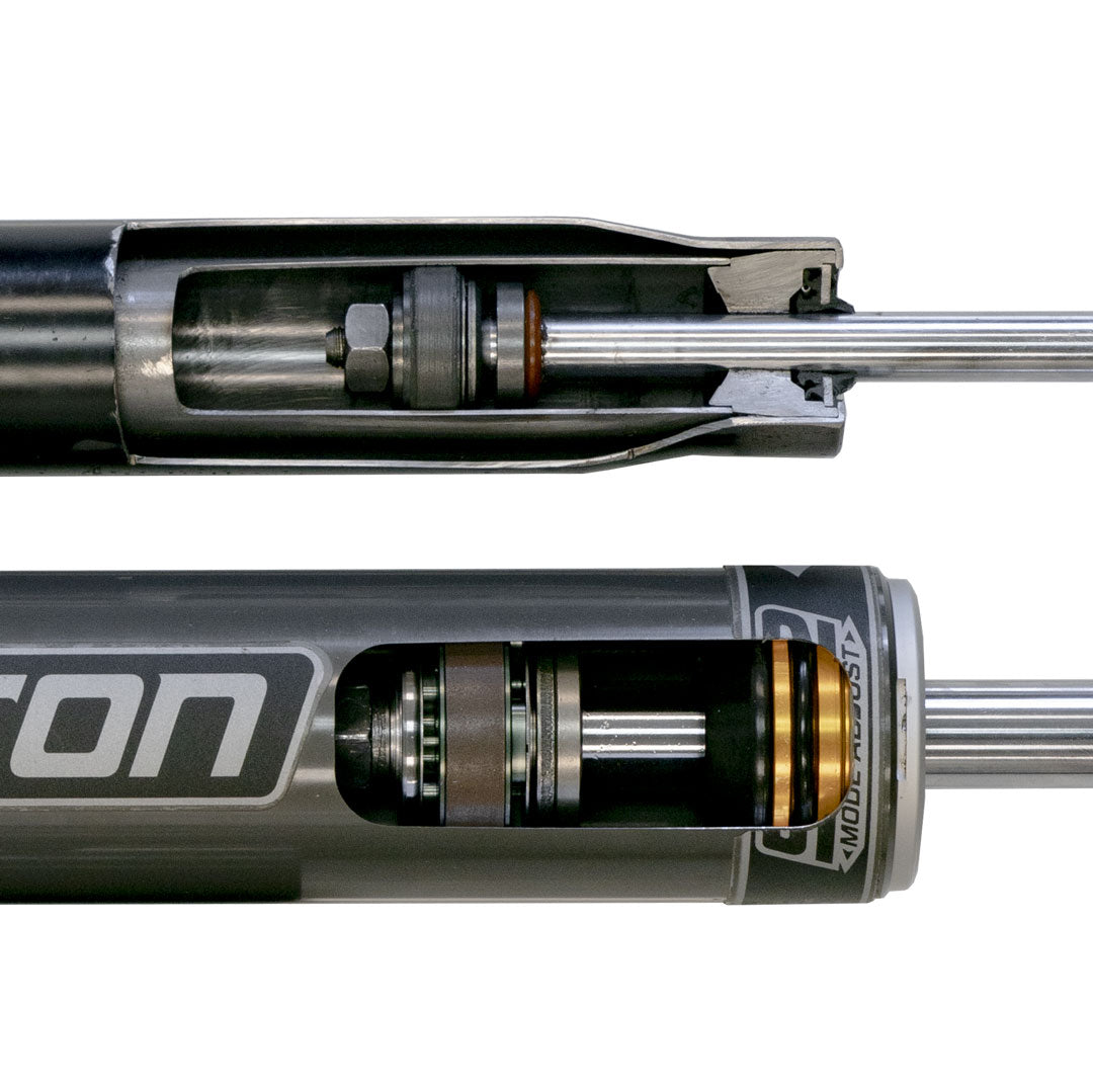 Close-up of the Falcon 2.1 Monotube shock absorber, part of the Stage 1 System for Sprinter AWD, 4x4 (2019-present 2500) by Van Compass.