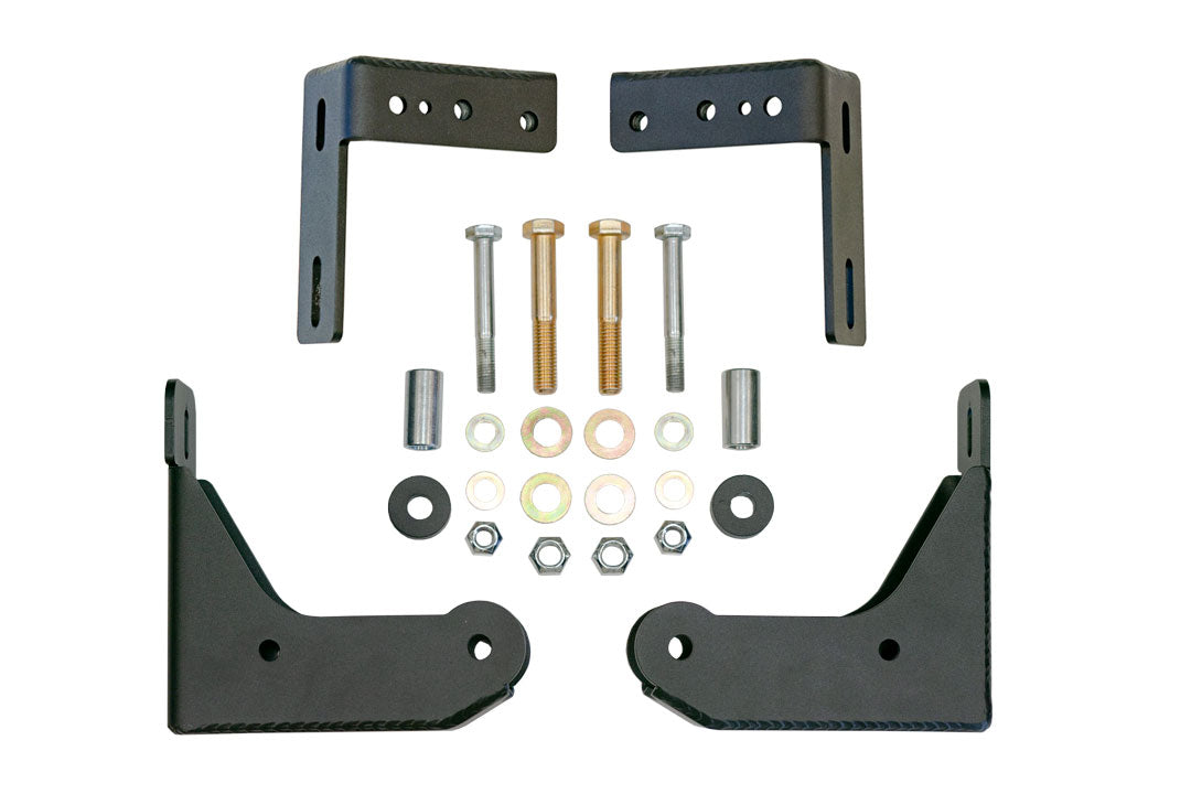 BAJA NORTE HIGH CLEARANCE REAR LOWER SHOCK BRACKETS for Sprinter 2500, featuring a black metal bracket with nuts, bolts, and integrated skid for increased ground clearance.