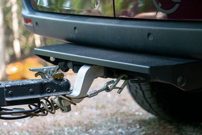 REAR MINI TUG STEP - SPRINTER (2019+) by VAN COMPASS, featuring a low profile step with tow hook, high strength steel, and anchor points for recovery.