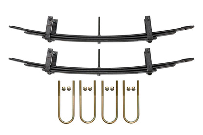 Rear Mini Spring Pack for Sprinter 4x4 (2015+ 2500) by VAN COMPASS, featuring a black curved metal structure with gold parts, enhancing ride quality and stability.
