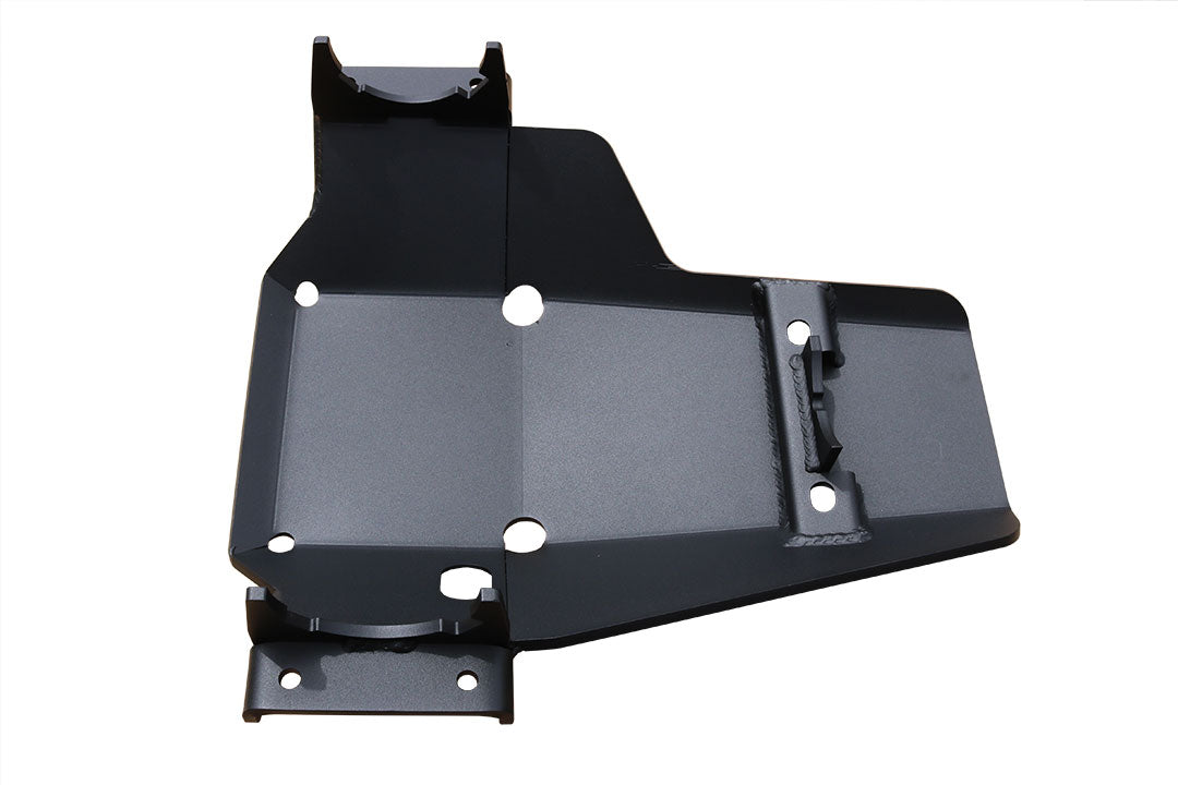 Differential skid plate for Sprinter (2015+ 2500) by Van Compass, featuring a black metal piece with holes, designed to protect rear differential components on 2WD and 4WD vans.