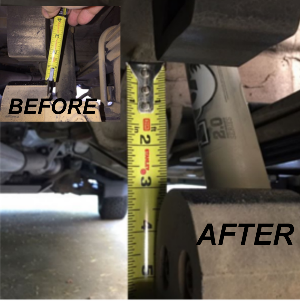Close-up of the REAR MINI SPRING PACK for Sprinter 4x4 (2015+ 2500) by VAN COMPASS, installed under factory leaf springs to enhance ride quality and stability.