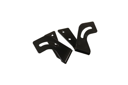 HOODLINE LIGHT POD MOUNT - SPRINTER (2019+) by VAN COMPASS, showing black metal mounts designed for easy bolt-on installation for LED pod lights on van hood hinge studs.