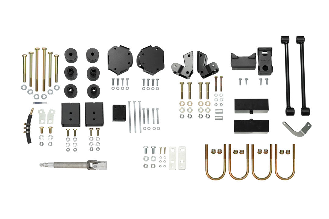 STRIKER 2 Lift Kit for 2019-2022 Sprinter 2WD, includes various black metal parts and screws for enhanced ground clearance and suspension.